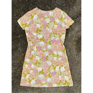 Vintage 60s Mod Floral GoGo Mini Dress Pink Green Psychedelic Funky Print